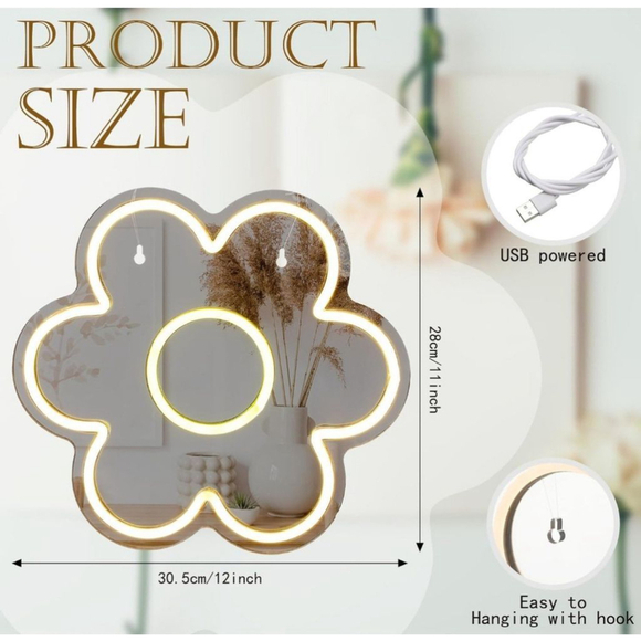 Flower Neon Mirror - Picture 2 of 7